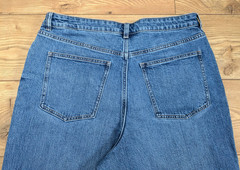 M&S Medium Washed Indigo Stretch Denim Wide Leg High Rise Cropped Crop JEANS 16