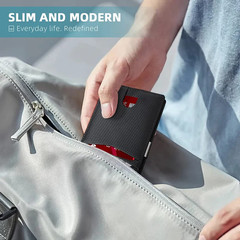 Men’s Slim PopUp Bifold Carbon Fiber Wallet, RFID Blocking, Money Clip, Men Gift