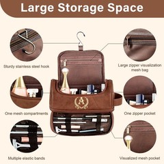 giftoria Father’s Day Travel Toiletry Bag for Men, Leather S, Brown
