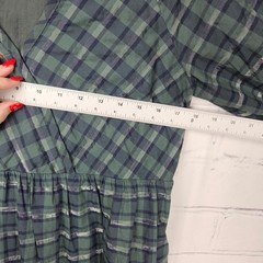 Madewell Green Navy Plaid Wrap Dress Womens S Puff Balloon Sleeve Mini Babydoll