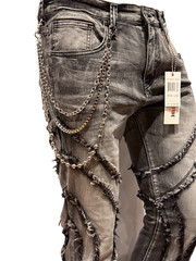 New! Bleeker Bleeker Distressed Pocketed Jeans w edge Blk Wash Stacked Denim
