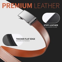 Zitahli Mens Belt Leather 34″ to 48″ Waist Adjustable, Basic Black/Dark Brown