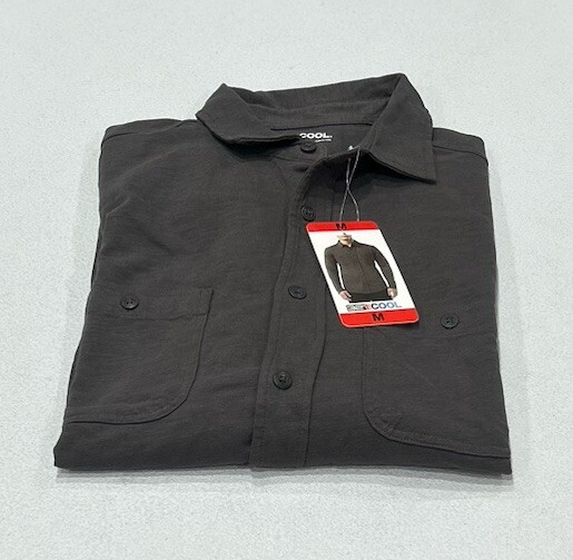 32 Degrees Cool Men’s Long Sleeve Button-Up Shirt, Gray, Size M