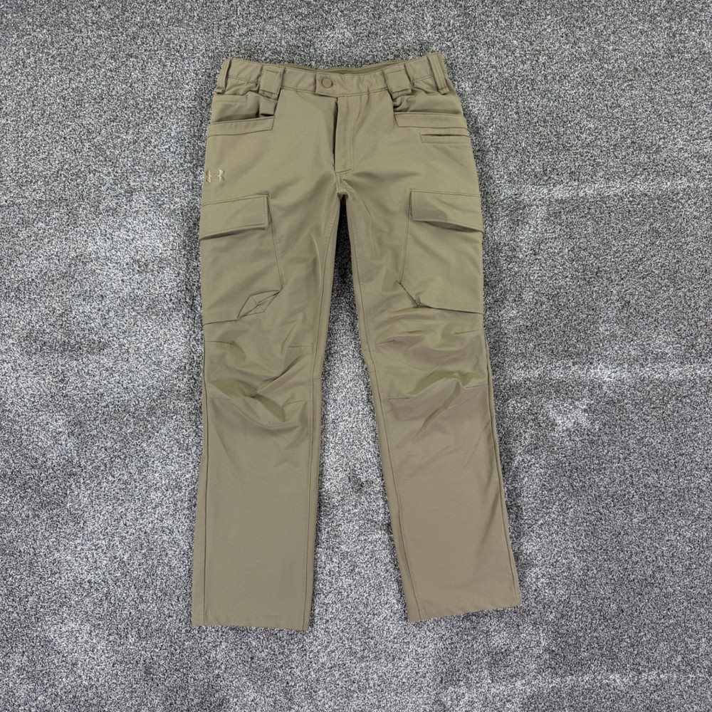 Under Armour Storm Tactical Cargo Pants Mens 36×32 Tan Water Repel Work Hiking