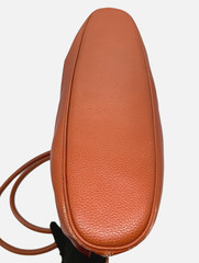 Longchamp Orange Leather Tote Bag Zip Top Large Handbag W 15.7 in Authentic