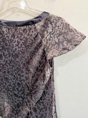 Daisy Fuentes Velvet Satin Lace Tee Top M Sheer Gray Y2K Festival Summer Party