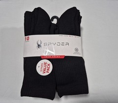 SPYDER Mens Socks Crew Cushioned Everyday Work Sports 10 Prs SZ 6-12 Black