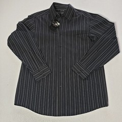 NEW Men’s Axcess Essentials, Black and Gray Striped Long Sleeve Shirt, Size Med.