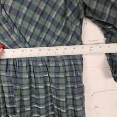 Madewell Green Navy Plaid Wrap Dress Womens S Puff Balloon Sleeve Mini Babydoll