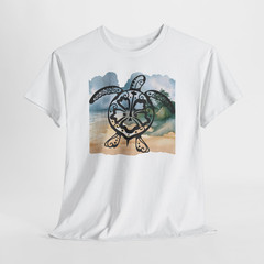 Sea Turtle Blue Beach Ocean Sand Graphic T Shirt Tee Top S-XL, Plus 2X 3X 4X 5X