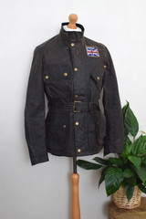 BARBOUR Union Jack Motorcycle Wax A7 Jacket Size Medium 38/40 UK 48/50 Belted