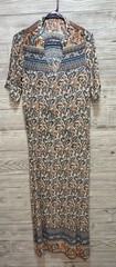 KOANDAILY Women’s M Long Floral V-Neck 3/4 Sleeve Maxi Dress Beige Blue Orange