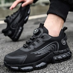 Men Safety Toe Work Shoes Rotating Buckle Breathable Non-Slip Steel Toe Sneakers