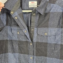 Fjallraven Canada Shirt Womens XL Blue Black Plaid Wool Flannel Snap Up 90835