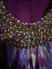 Jaclyn Smith Multi Color Beaded Top Chiffon Purple Size Large Exc Condition