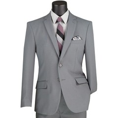 LUCCI Men’s Medium Gray 2-Button Slim-Fit Poplin Polyester Suit NEW