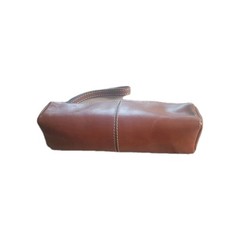 Patricia Nash Isla Italian leather oblong cosmetic Tan With Brass Studs Zippered