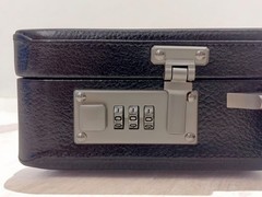Genuine Leather Attache Briefcase, Structured Hard Case, Dual Combination Locks