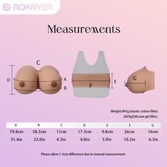 Roanyer False Boobs Silicone G Cup Tube Top Breast for Crossdresser Drag Queen