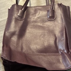 Lillian Vernon Burgundy Tote Bag Magnetic Closure Inner Pockets Hot Stamped Ini…