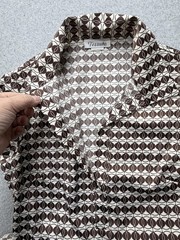 Tessuto Dress Womens 6 Brown White Geometric Shirt Dress Rayon Made USA