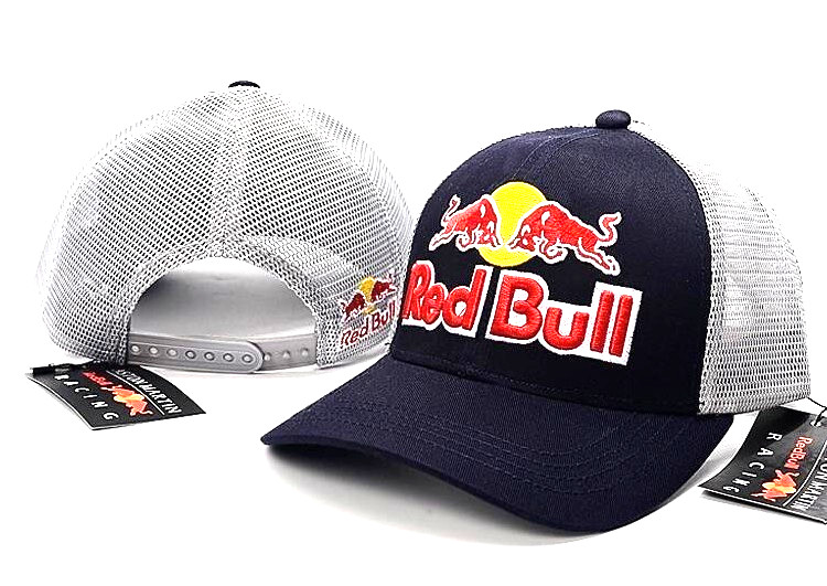 R -Night Sky & Lt. Gray Trucker Cap. 2 Logos. F1 Racing. BMX. MotoGP. Dark Navy