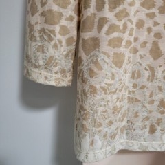 Chico’s Size 0 (S) Ivory Poly Blend Multi Patterned V-neck 3/4 Sleeve Knit Top