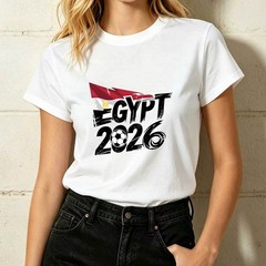 Egypt 2026 Soccer Flag Print T-Shirt Women’s Stylish Sports Enthusiast Shirt