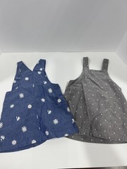 CARTERS baby girl Skirtall blue denim floral and grey mouse set (9-12 months)EUC
