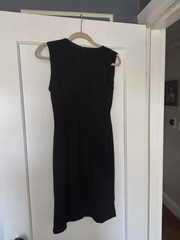 Chopin Roma Black Solid V-Neck Sleeveless Sheath Knee Dress Zip Zipper S