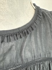 Rails Women’s M Featherweight Semi Sheer Babydoll Blouse Black Ruffles EUC