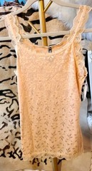 Nwt Black Fuchsia Tank Top Lace Stretch Peach Color Sz S