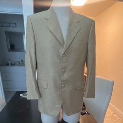 Canali Beige Wool Tuxedo Suit Jacket 32 Single Breasted 3-Button Notch