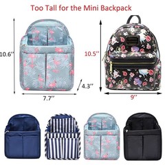 HOYOFO Mini Backpack Organizer Insert, 7.7×4.3×10.6 Inch (Pack of 1), S-Black