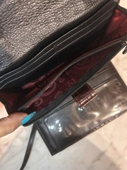 VTG Brighton Black Croc Embossed Leather Wallet Crossbody Organizer Bag Purse