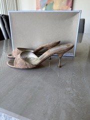 Michael Kors Women’s Beige Cork Open Toe Stiletto Mule Heels 7 M Slip On