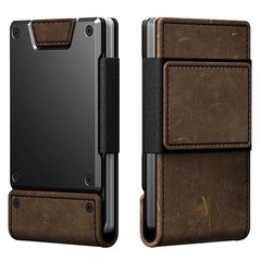 Mens Slim Metal Wallet RFID Blocking Minimalist Card Holder Pull Tab Cash Strap