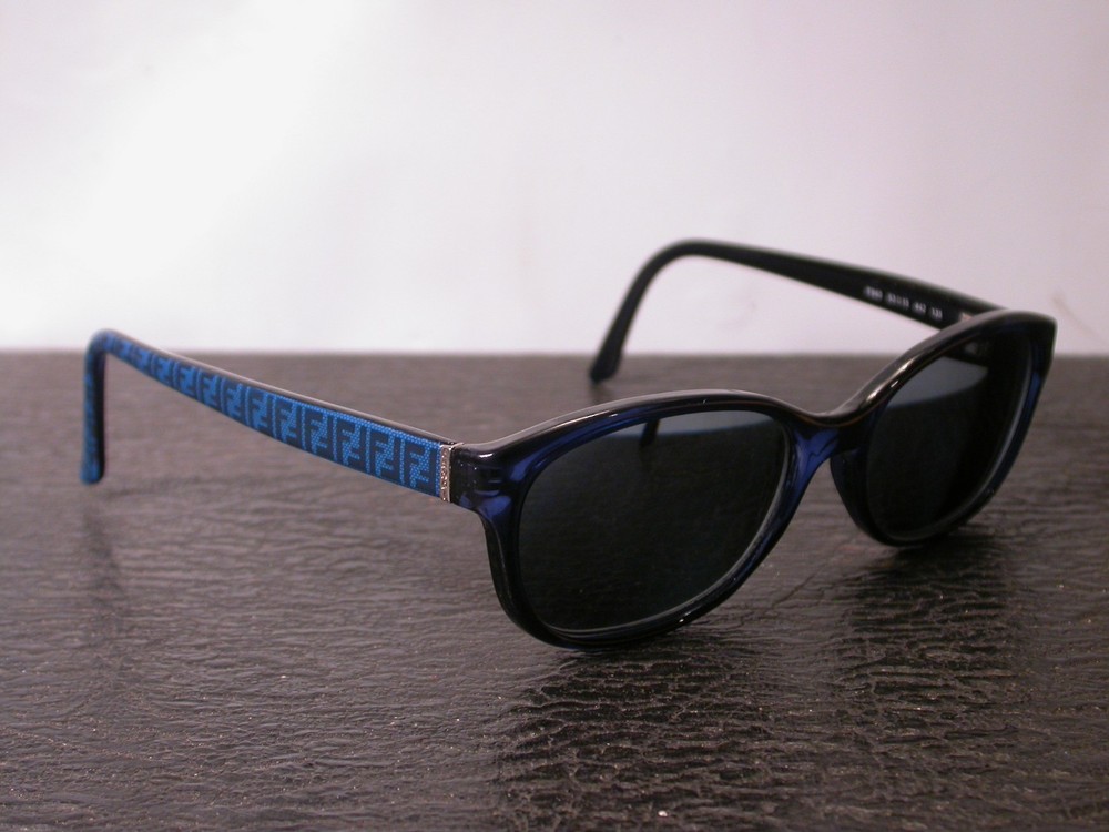 Fendi Blue Clear Logo Print Sunglasses Made in Italy FRAME ONLY