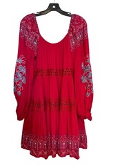 NWT Viscose/Rayon Hale Bob Boho Embroidered Mini Red Dress Sz S $379