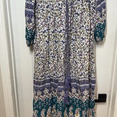 NWT R Vivimos Floral Midi Dress Women M 8/10 Bohemian Tassel Peasant Long Sleeve