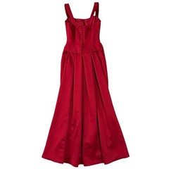 Michelangelo Lamour Vintage Train Red Satin Corset Gown Dress Sz 2 Style 8323