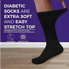 Diamond Star Diabetic Socks 13-15 Black Non-Elastic Loose Fit Top 10-13 3pk