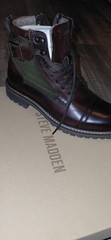 Steve Madden Men’s Leather Combat Ankle Boots Lace-Up Side Zipper 8.5