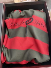 ColdSins Custom “Nightmares” Lace-Up Sneakers Red/Gray Stripe Travis Scott