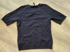Womens Lauren Ralph Lauren Navy Blue Short Sleeve Sweater Size L HAND WASH ONLY
