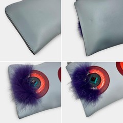 Fendi Monster Blue Leather Clutch Bag Second-Hand Japan 0610719