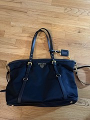 PRADA Saffiano Tessuto Nylon Shopping Tote Black with Zipper closure