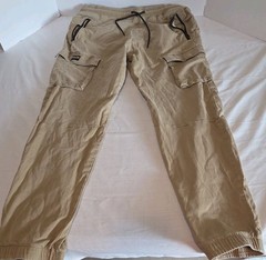 Hollister Men’s Skinny Jogger Pants Beige XL Cotton Twill Stretch Cargo Pockets