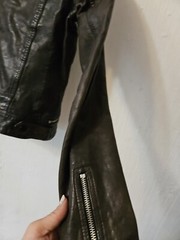 ALLSAINTS Conroy Leather Biker Jacket Size 4 Uk O Us 32 Eur Xxs Brown with signs