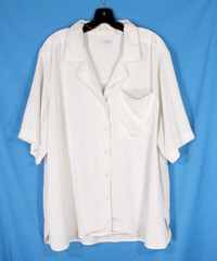 VTG ELISABETH By LIZ CLAIBORNE Off-White SATIN Button-Up 1-POCKET Blouse/Top 18